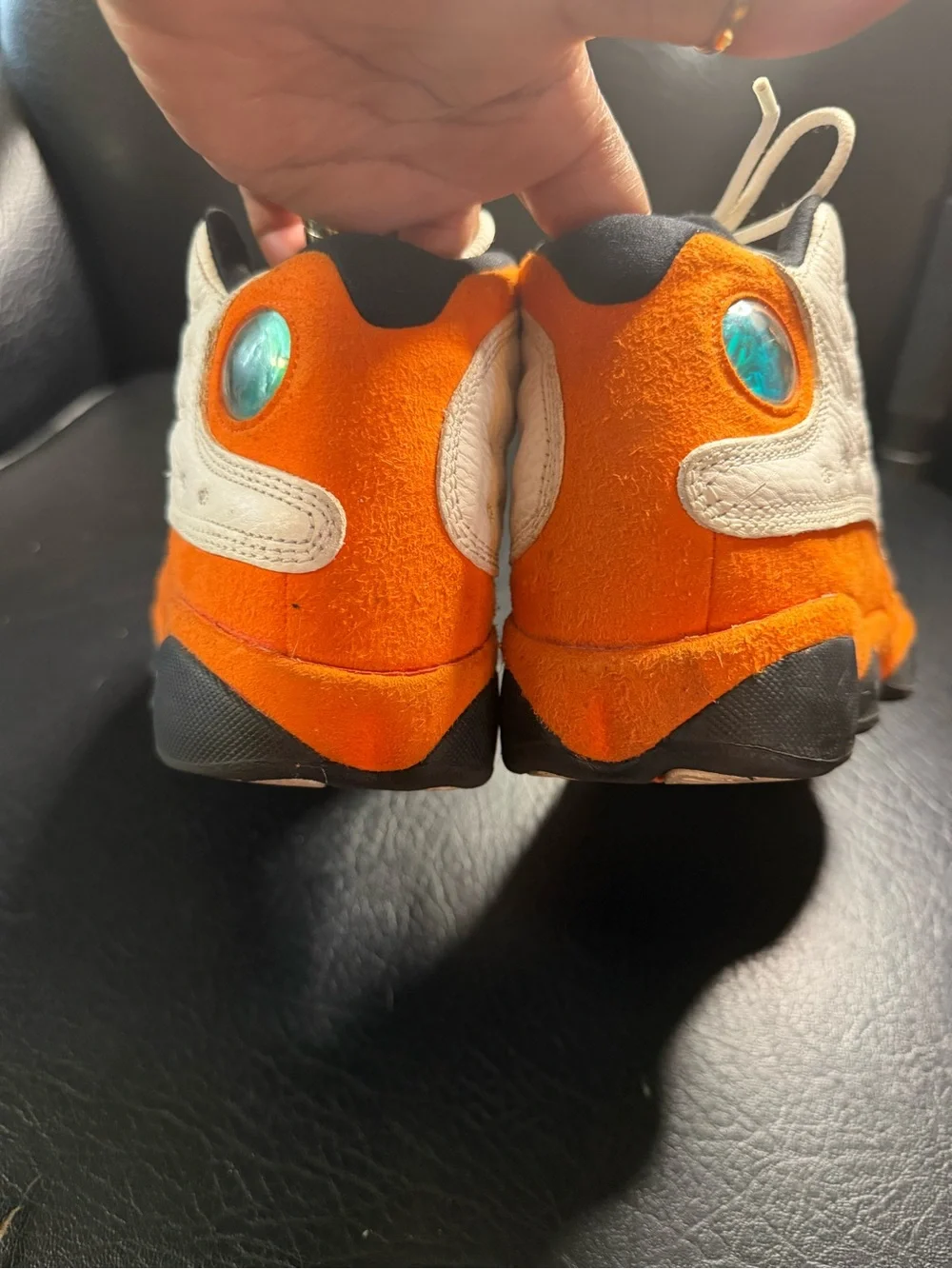 Jordan White Sneakers with Bright Orange Accents